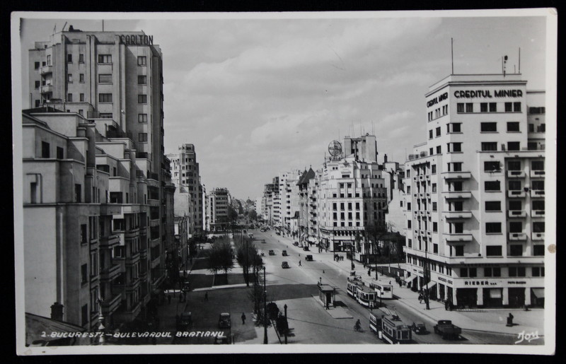 BUCURESTI , BULEVARDUL BRATIANU COLT CU STRADA BATISTEI  , CARTE POSTALA ILUSTRATA , MONOCROMA, NECIRCULATA , PERIOADA INTERBELICA