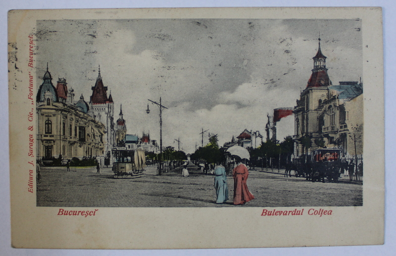 BUCURESTI  - BULEVARDUL COLTEA , CARTE POSTALA ILUSTRATA , POLICROMA , CIRCULATA , CLASICA , 1901