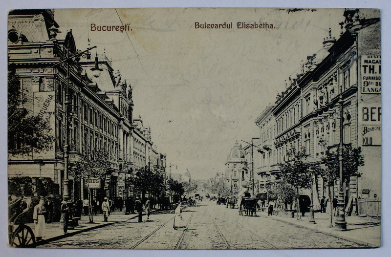 BUCURESTI , BULEVARDUL ELISABETA , CARTE POSTALA ILUSTRATA , MONOCROMA, CIRCULATA , DATATA 1936