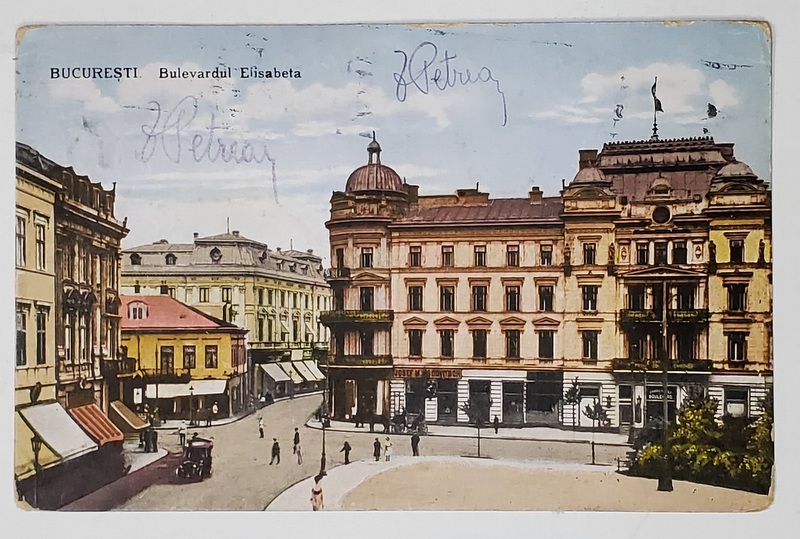 BUCURESTI, BULEVARDUL ELISABETA  , INTERSECTIE CU CALEA VICTORIEI , CARTE POSTALA ILUSTRATA , 1923
