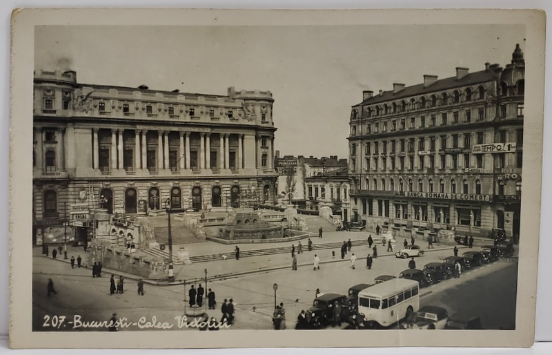 BUCURESTI , CALEA VICTORIEI , CERCUL MILITAR SI STRADA SARINDAR , CARTE POSTALA ILUSTRATA , 1937