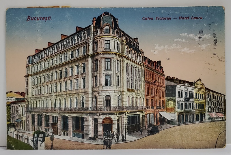BUCURESTI , CALEA VICTORIEI , HOTEL LUVRU , CARTE POSTALA ILUSTRATA , ANII  '20