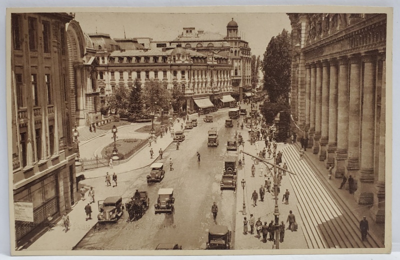 BUCURESTI , CALEA VICTORIEI IN FATA POSTEI , CARTE POSTALA , INTERBELICA