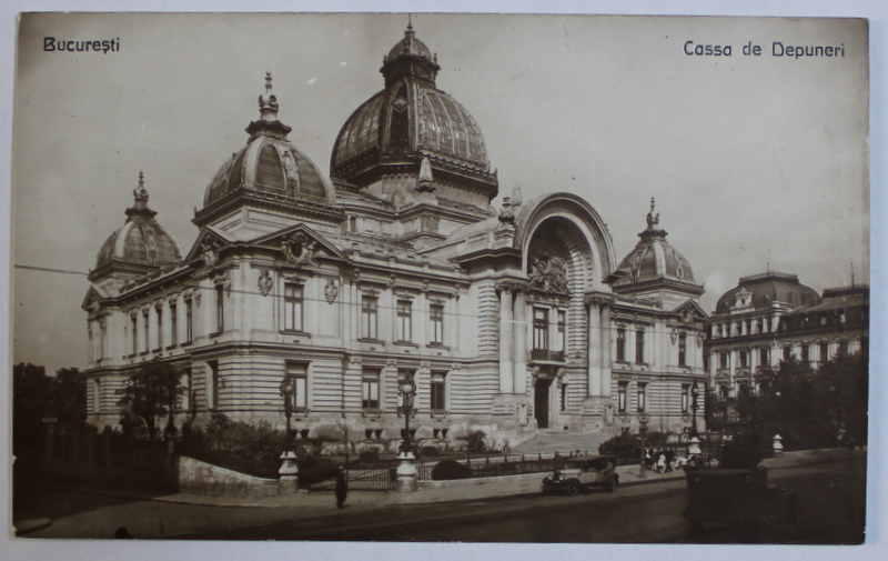 BUCURESTI  - CASA DE DEPUNERI , CARTE POSTALA ILUSTRATA , MONOCROMA, CIRCULATA , PERIOADA INTERBELICA