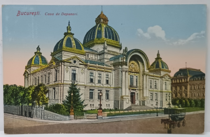 BUCURESTI , CASA DE DEPUNERI DE PE CALEA VICTORIEI , CARTE POSTALA , INTERBELICA