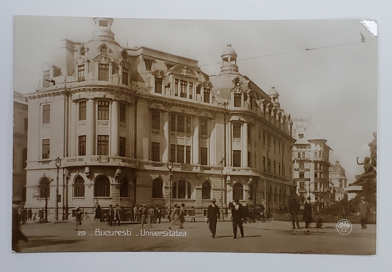 BUCURESTI , CLADIREA UNIVERSITATII , FOTOGRAFIE TIP CARTE POSTALA , 1928