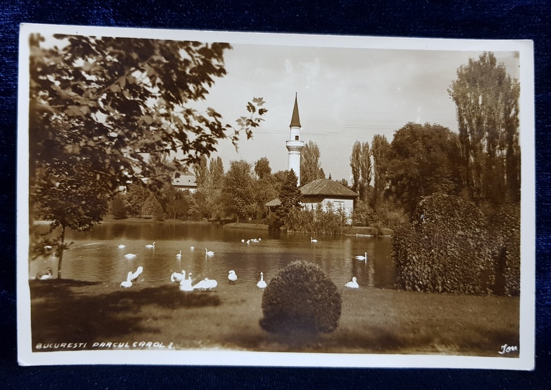 BUCURESTI  - GEAMIA SI LACUL DIN PARCUL CAROL , CARTE POSTALA ILUSTRATA , MONOCROMA, NECIRCULATA , PERIOADA INTERBELICA