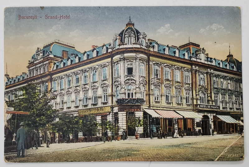 BUCURESTI , GRAND HOTEL , CARTE POSTALA ILUSTRATA , INTERBELICA