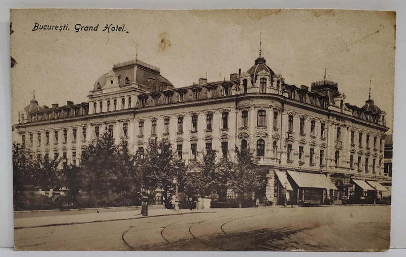 BUCURESTI , GRAND HOTEL , CARTE POSTALA ILUSTRATA , MONOCROMA, INCEPUTUL SEC. XX