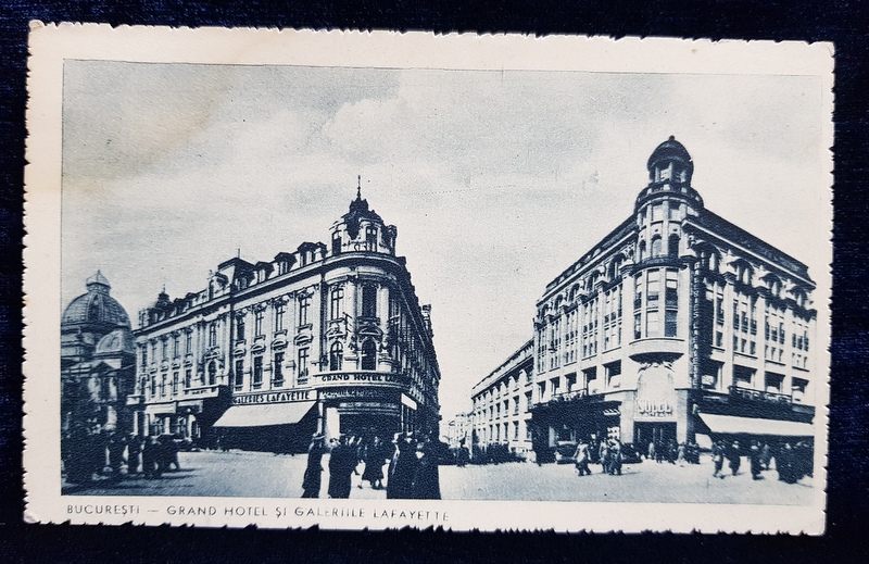 BUCURESTI  -GRAND HOTEL SI GALERIILE LAFAYETTE , CARTE POSTALA ILUSTRATA , MONOCROMA, NECIRCULATA , PERIOADA INTERBELICA