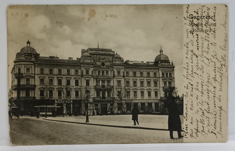 BUCURESTI , MARELE HOTEL BULEVARD , CARTE POSTALA ILUSTRATA , CLASICA , 1905