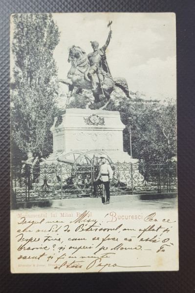 BUCURESTI , MONUMENTUL LUI MIHAI VITEAZUL , CARTE POSTALA ILUSTRATA , CLASICA