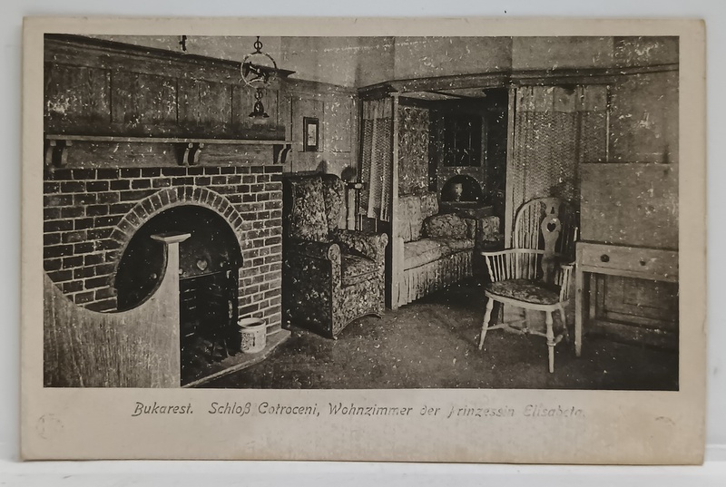 BUCURESTI , PALATUL COTROCENI , CAMERA  DE LOCUIT A REGINEI ELISABETA A ROMANIEI , CARTE  POSTALA  ILUSTRATA , INCEPUT DE SECOL XX