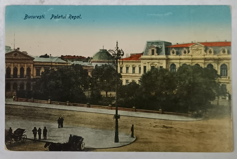 BUCURESTI , PALATUL REGAL , CU STATIA DE TRASURA IN PLAN APROPIAT, CARTE POSTALA , 1926