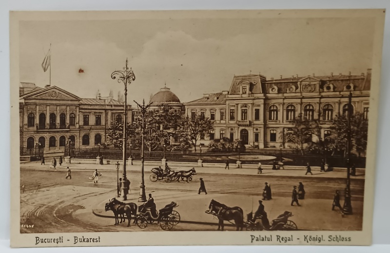 BUCURESTI , PALATUL REGAL , TRASURI SI TRECATORI , CARTE POSTALA ILUSTRATA , 1918