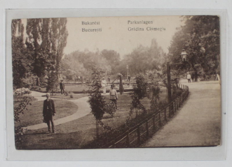 BUCURESTI , PARCUL CISMIGIU , CARTE POSTALA  ,  1919