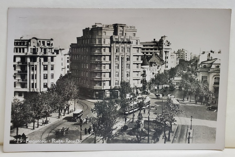 BUCURESTI , PIATA ROSETTI , FOTOGRAFIE TIP CARTE POSTALA , INTERBELICA