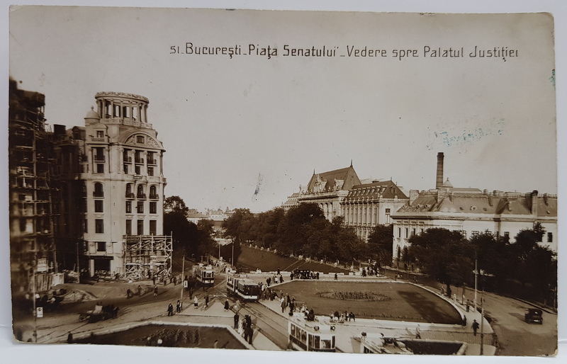 Bucuresti. Piata Senatului_Vedere spre Palatul Justitiei - CP Ilustrata
