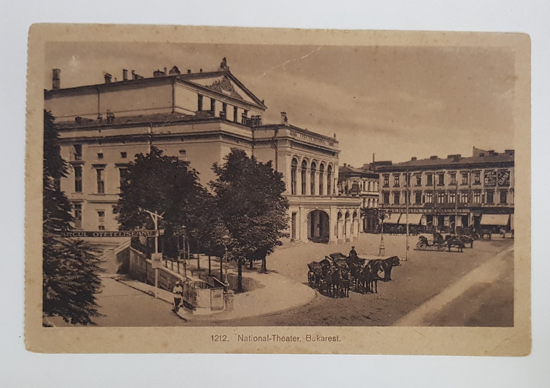 BUCURESTI , PIATA TEATRULUI NATIONAL , CARTE POSTALA ILUSTRATA , 1918