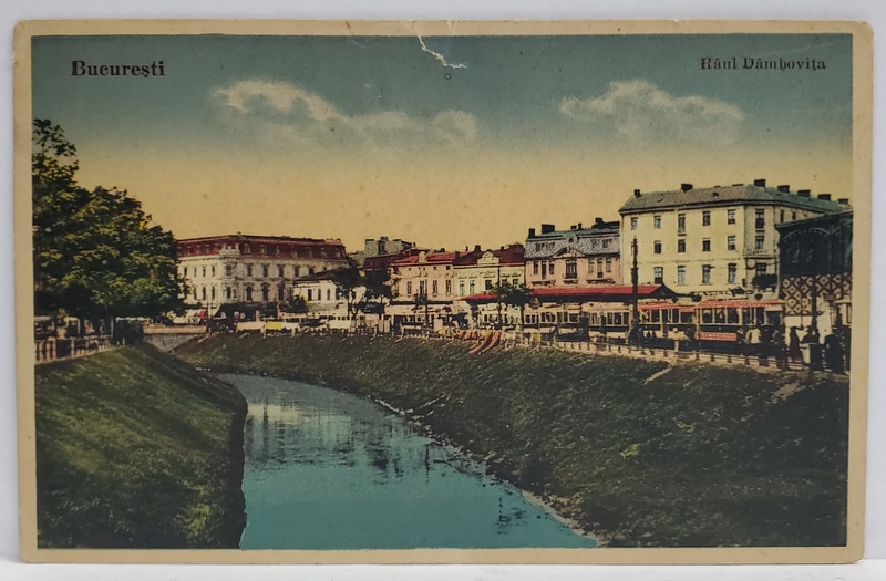 BUCURESTI , RAUL DAMBOVITA IN ZONA HALEI UNIRII , CARTE POSTALA , 1932