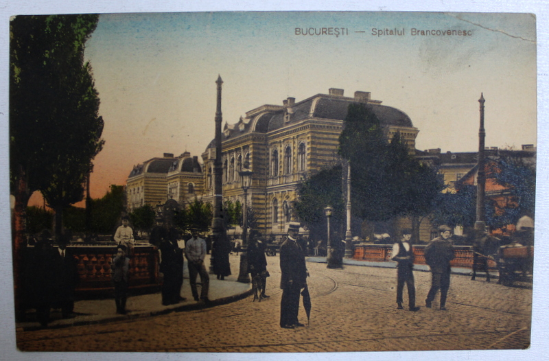 BUCURESTI , SPITALUL BRANCOVENESC , CARTE POSTALA ILUSTRATA , CIRCULATA , 1914