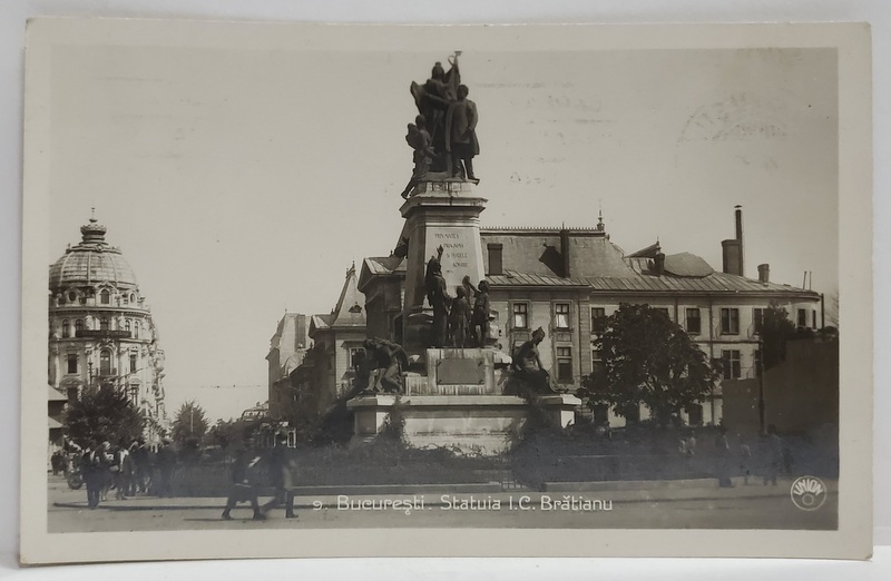 BUCURESTI , STATUIA LUI I.C. BRATIANU , CARTE POSTALA ILUSTRATA , 1930