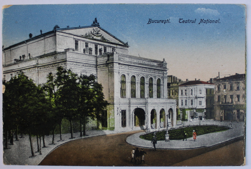 BUCURESTI , TEATRUL  NATIONAL , CARTE POSTALA ILUSTRATA , POLICROMA, NECIRCULATA , INCEPUT DE SECOL XX