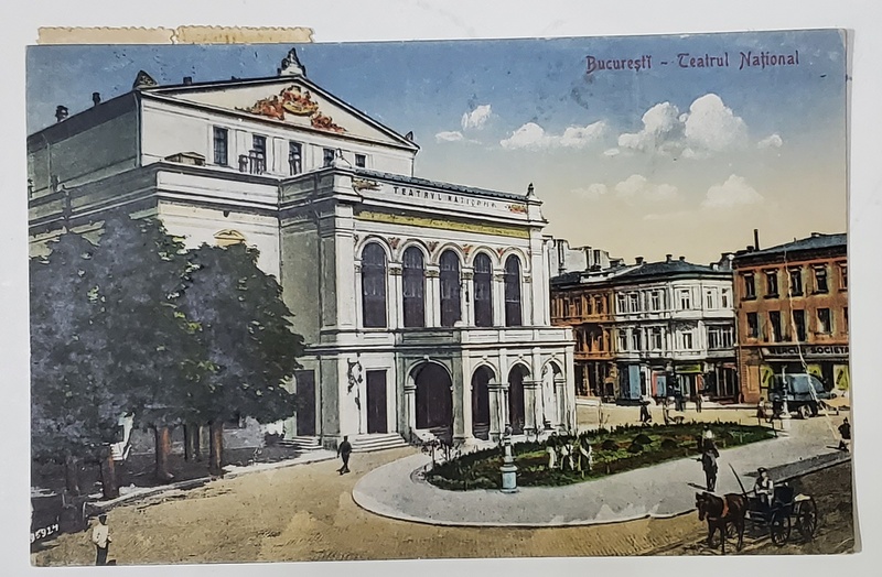 BUCURESTI , TEATRUL NATIONAL DE PE CALEA VICTORIEI , CARTE POSTALA ILUSTRATA , 1924