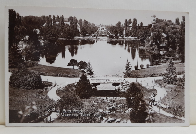 BUCURESTI , VEDERE DIN PARCUL CAROL , CARTE POSTALA ILUSTRATA , 1923