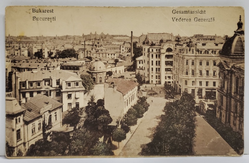 BUCURESTI , VEDERE GENERALA , CARTE POSTALA ILUSTRATA , MONOCROMA, 1928