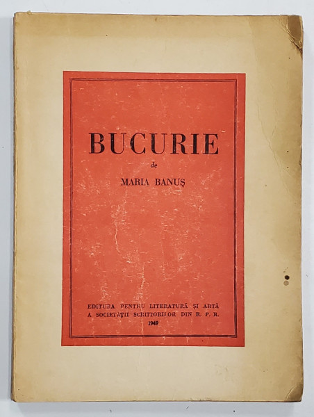 BUCURIE de MARIA  BANUS , 1949 * DEDICATIE