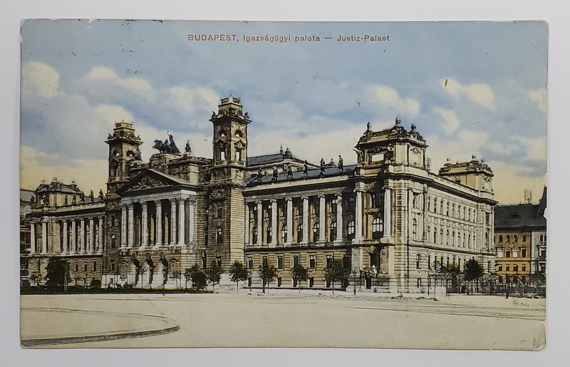 BUDAPESTA , PALATUL DE JUSTITIE , CARTE POSTALA ILUSTRATA , ANII '30