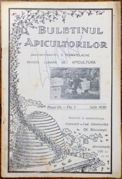 BULETINUL APICULTORILOR, ANUL VII, NR. 7, IULIE 1936