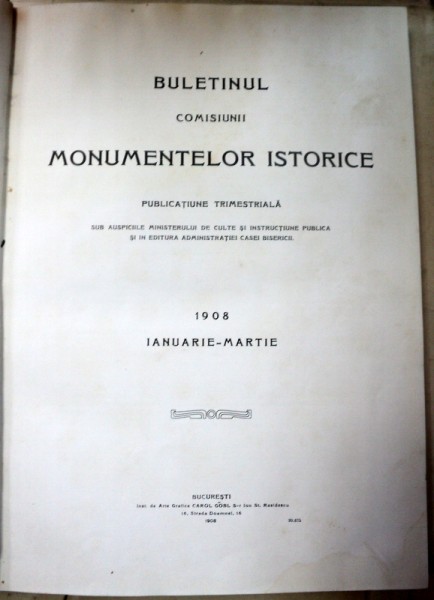 BULETINUL COMISIUNII MONUMENTELOR ISTORICE  1908  IANUARIE-MARTIE