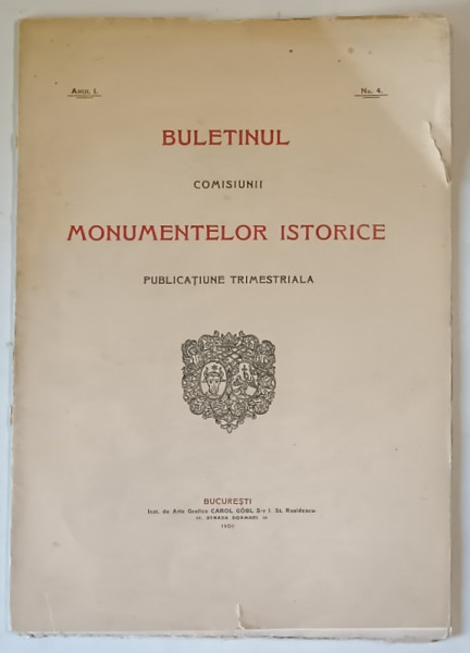 BULETINUL COMISUNII MONUMENTELOR ISTORICE , PUBLICATIUNE TRIMESTRIALA , ANUL I , NR. 4 , 1908 *MINIMA UZURA