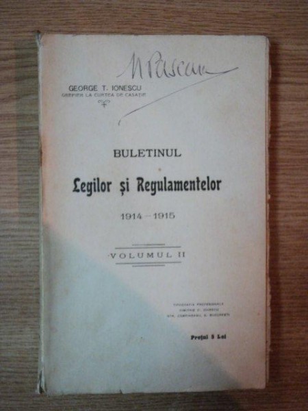 BULETINUL LEGILOR SI REGULAMENTELOR 1914-1915 VOL II