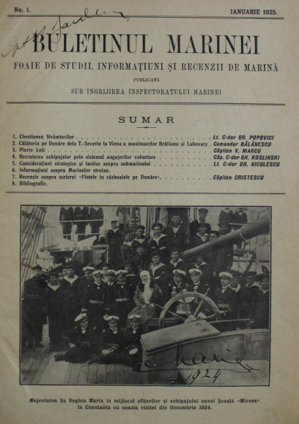 BULETINUL MARINEI - FOAIE DE STUDII , INFORMATIUNI SI RECENZII DE MARINA , ANUL 1925 INTEGRAL , COLEGAT DE 12 NUMERE , APARUTE INTRE IANUARIE  - DECEMBRIE 1925