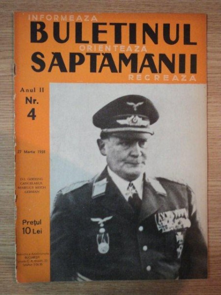 BULETINUL SAPTAMANII , ANUL II , NR. 4  , 27 MARTIE 1938