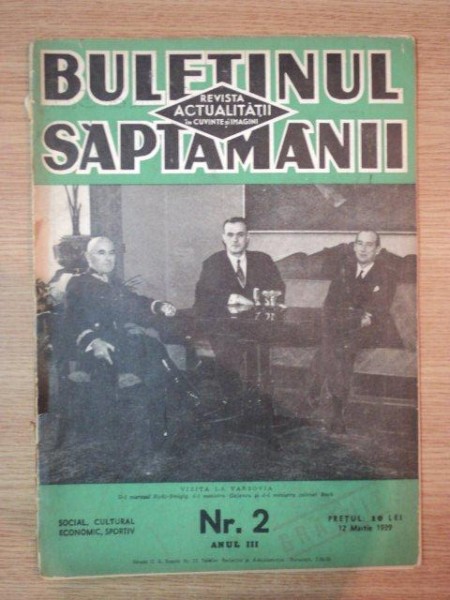BULETINUL SAPTAMANII , ANUL III , NR. 2  , 12  MARTIE 1939