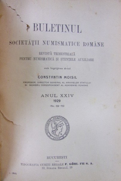 BULETINUL SOCIETATII NUMISMATICE ROMANE (1929)