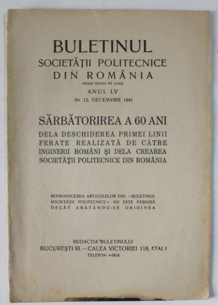 BULETINUL SOCIETATII POLITECNICE DIN ROMANIA , NR. 12 , 1941