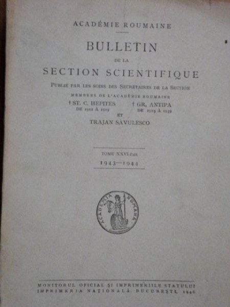BULLETIN DE LA SECTION SCIENTIFIQUE…  1943- 1944