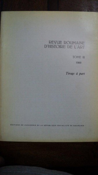 Burdelle et Anastase Simu, Remus Niculescu, Revue Roumaine d'histoire de l'art, tom III 1966, cu dedicatia autorului catre M. H. Maxy