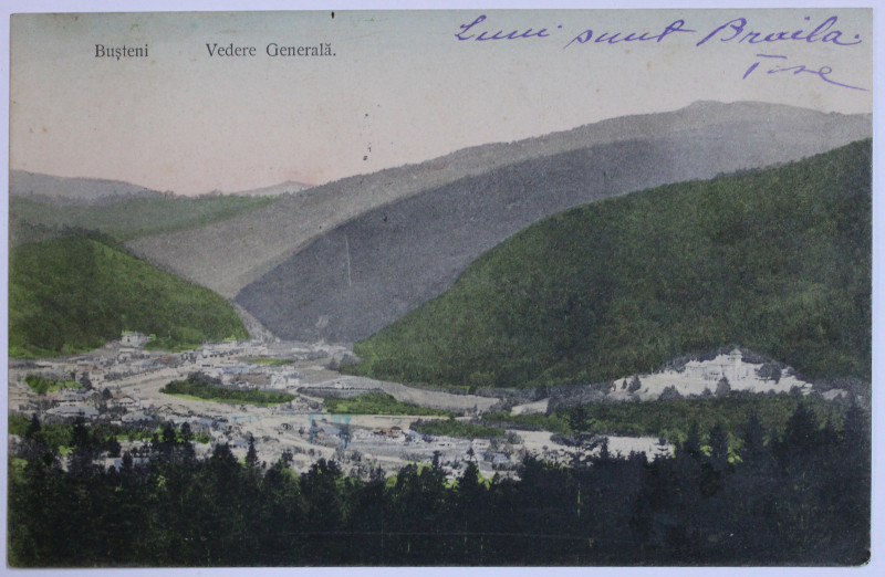 BUSTENI - VEDERE GENERALA , CARTE POSTALA ILUSTRATA , POLICROMA, CIRCULATA , DATATA 1910
