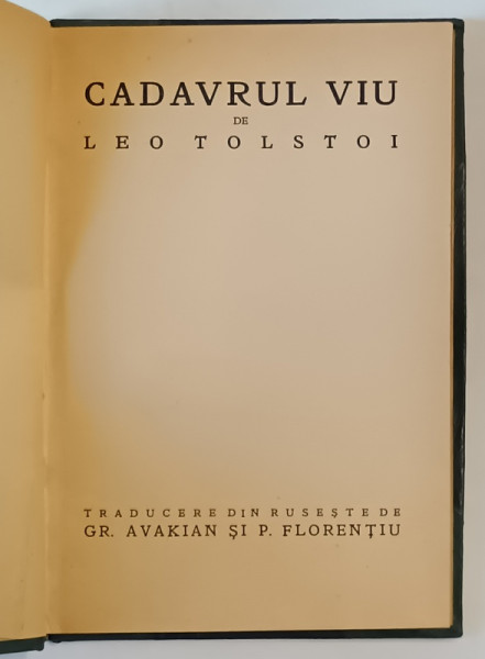 CADAVRUL VIU , roman de LEO TOLSTOI , 1922