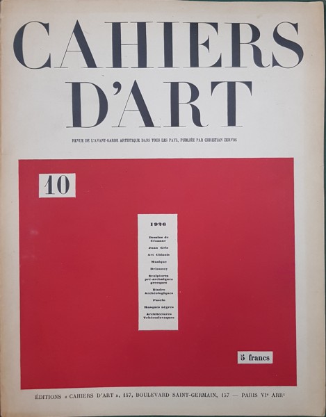 CAHIERS D 'ART, No 10 , 1926