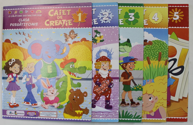 CAIET DE CREATIE , O CALATORIE DISTRACTIVA PRIN CLASA PREGATITOARE , SET DE 4 CAIETE SI MAPA ELEVULUI  ,  2016