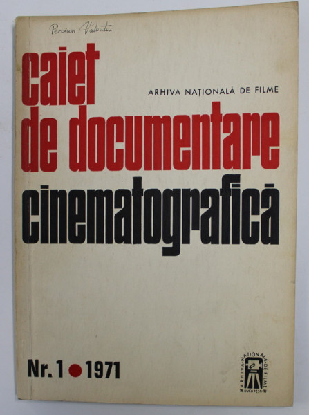 CAIET DE DOCUMENTARE CINEMATOGRAFICA , NR. 1 ,  1971