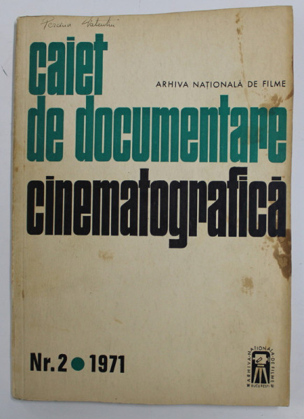 CAIET DE DOCUMENTARE CINEMATOGRAFICA , NR. 2 ,  1971