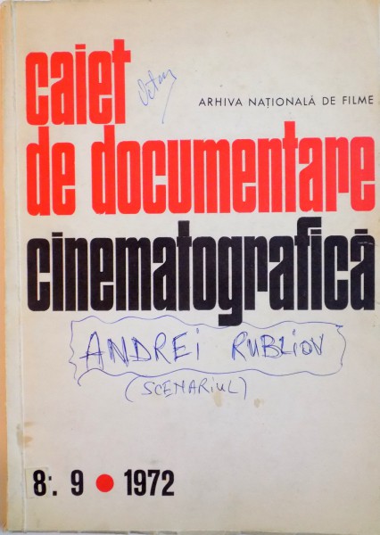 CAIET DE DOCUMENTARE CINEMATOGRAFICA NR.8-9, AUGUST-SEPTEMBRIE, 1972